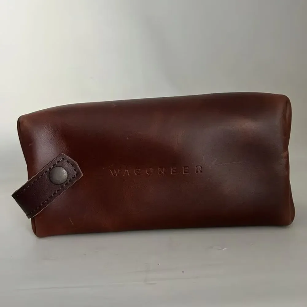 Rustico Wagoneer Leather Toiletry Bag Dopp Kit Brown Jeep Travel Case Made in